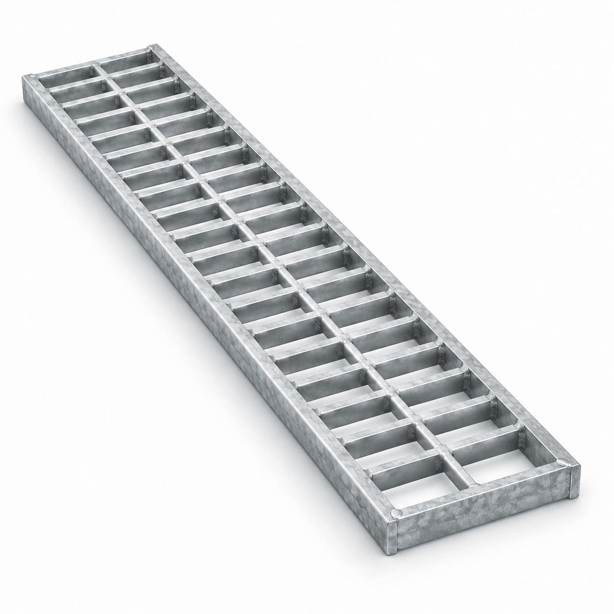 Product photo of 4-3/4" × .75" × 24" Galvanized Steel Trench Grate