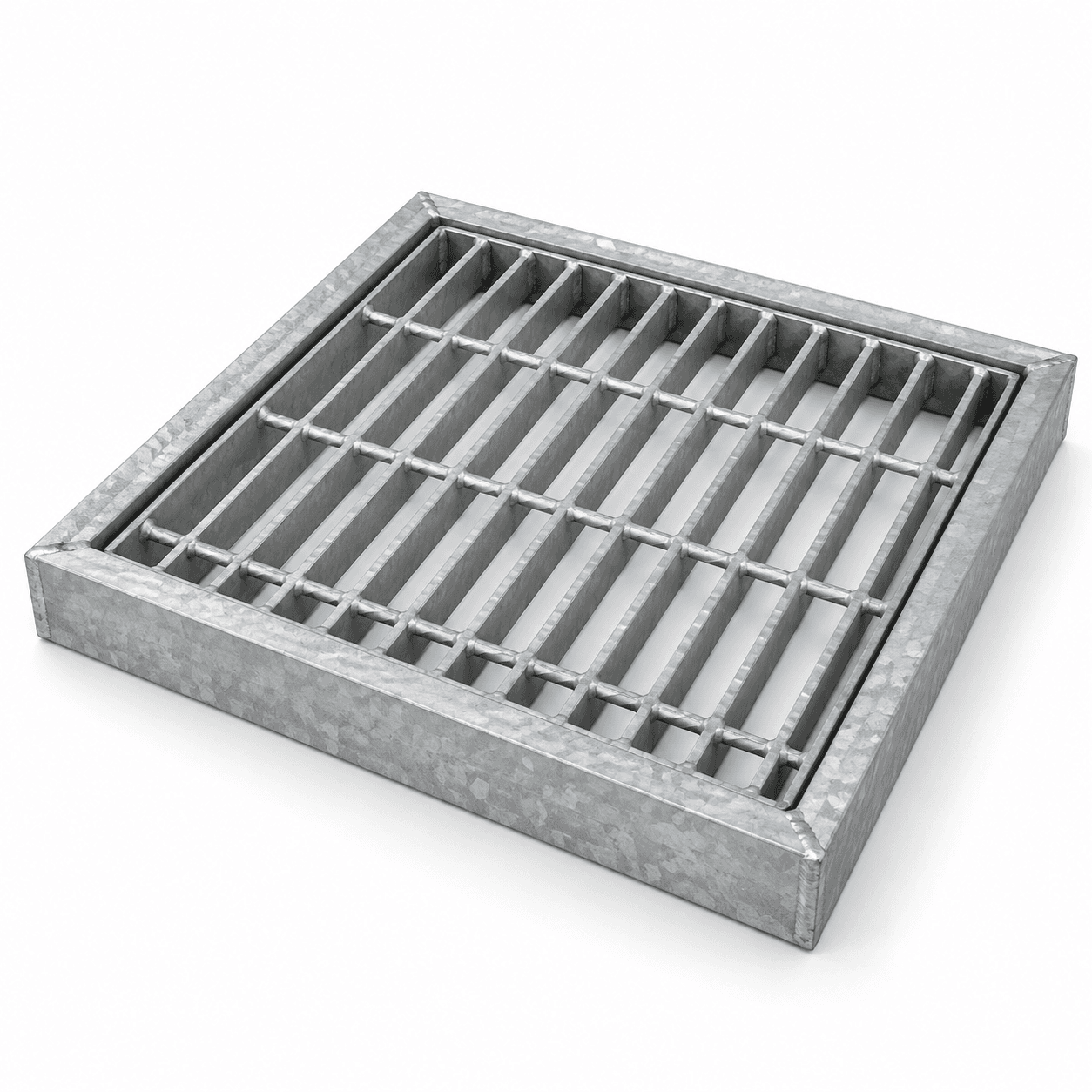 Product photo of 16" × 16" × 1.25" Galvanized Grate with Angle Iron Frame