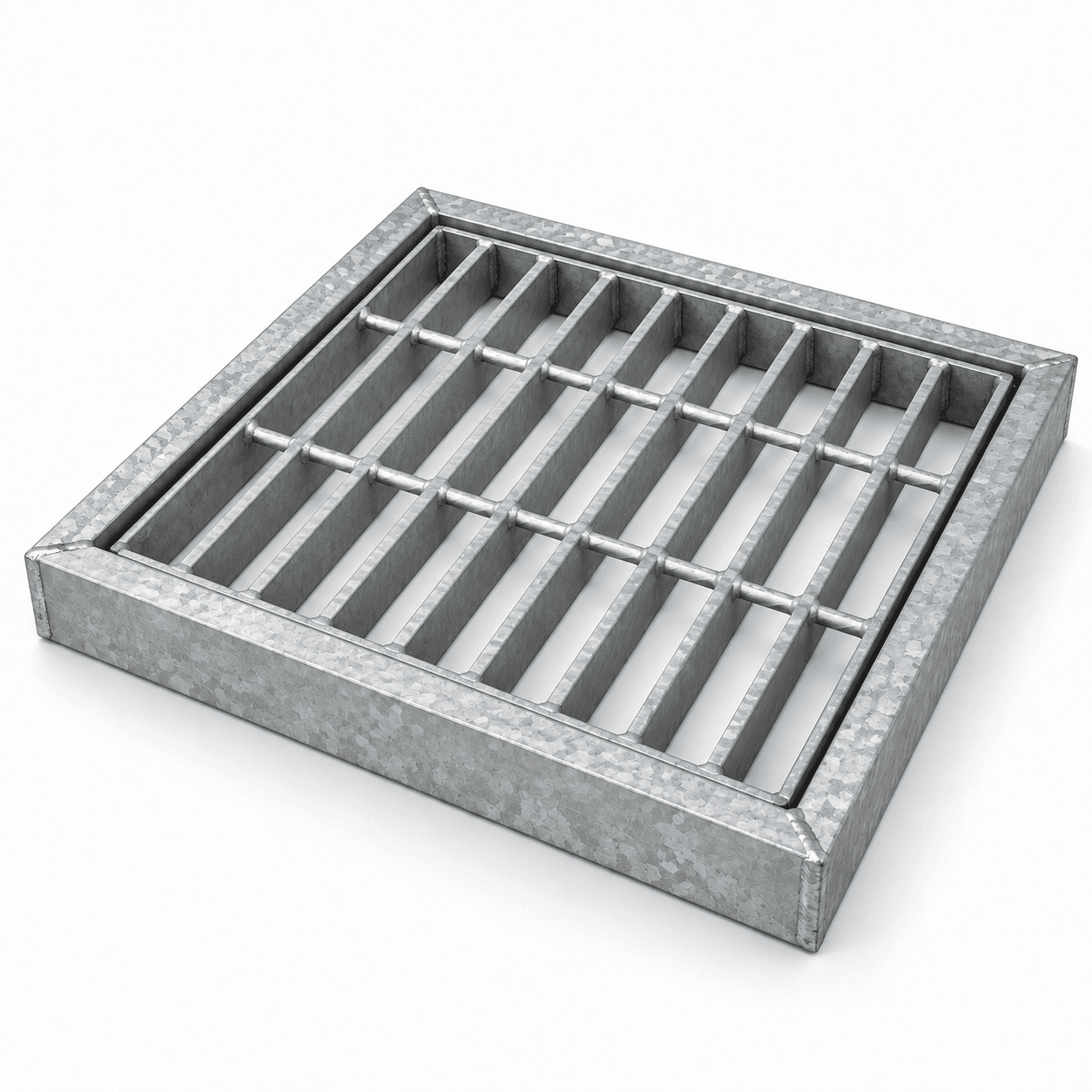 Product photo of 18" × 18" × 1.25" Galvanized Grate with Angle Iron Frame