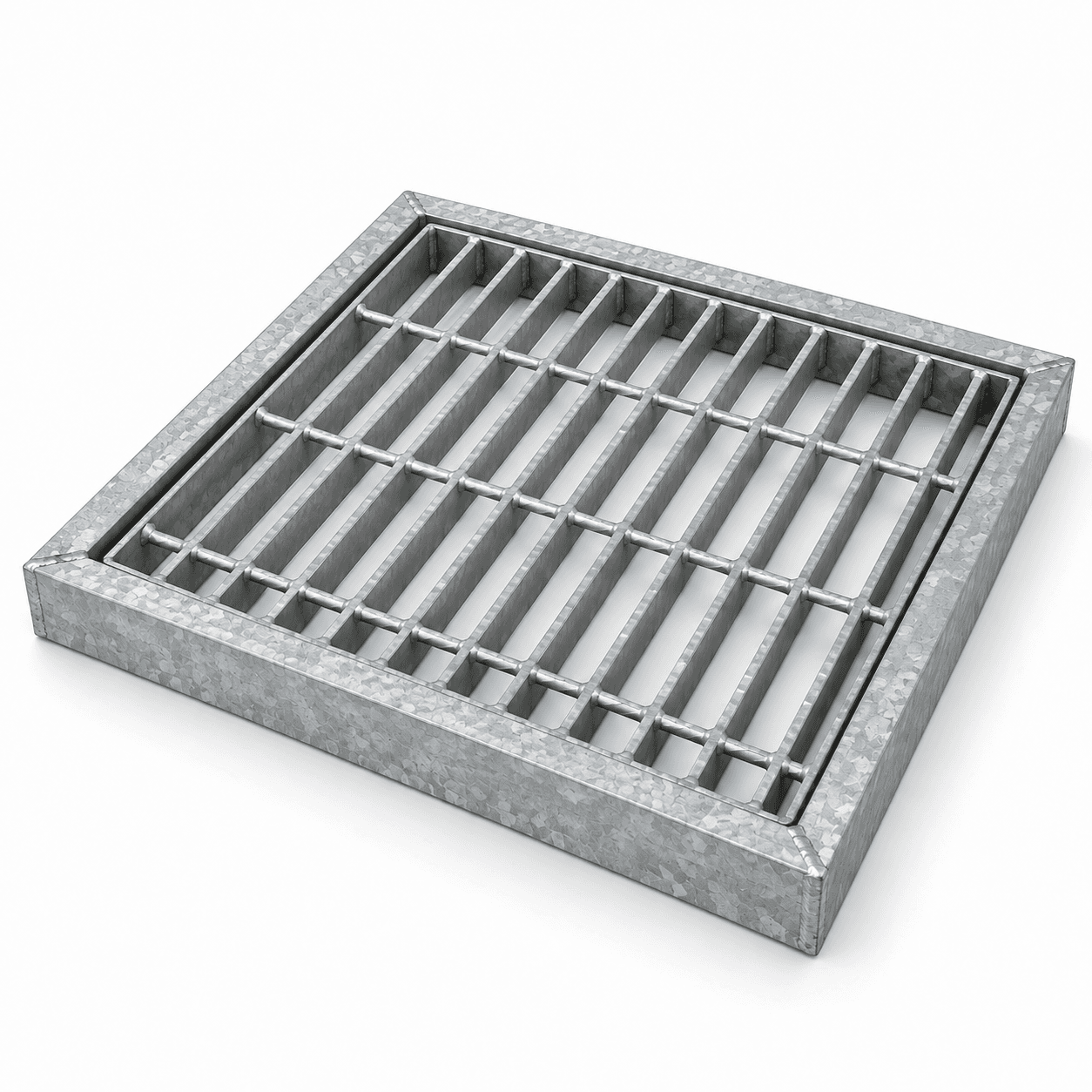 Product photo of 4 ft × 4 ft × 1.5" Galvanized Grate with Angle Iron Frame