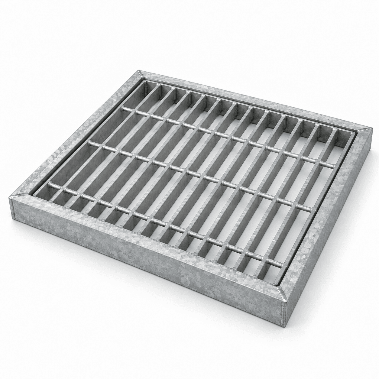 Product photo of 5 ft × 5 ft × 1.5" Galvanized Grate with Angle Iron Frame
