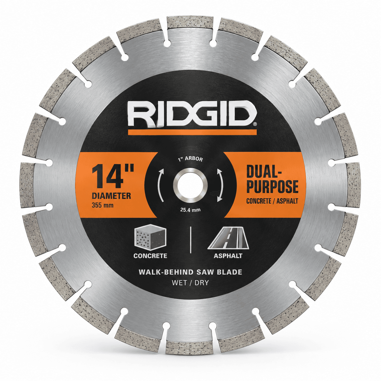 Product photo of RIDGID 14 in. Dual-Purpose Walk-Behind Saw Diamond Blade