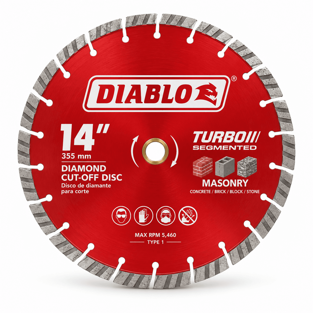Product photo of DIABLO 14 in. Diamond Segmented Turbo Cut-Off Disc for Masonry