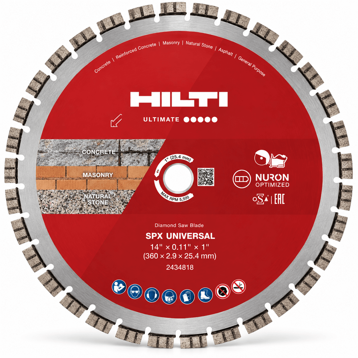Product photo of Hilti 14 in. × 1 in. SPX Universal Diamond Saw Blade — 2434818