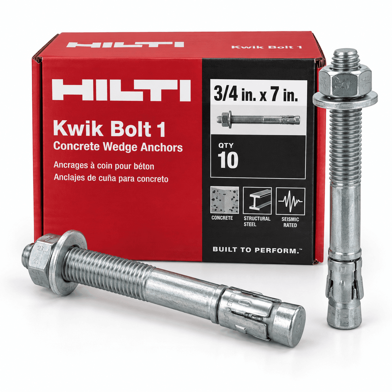 Product photo of Hilti 3/4 in. × 7 in. Kwik Bolt 1 Concrete Wedge Anchors — 10 Pack