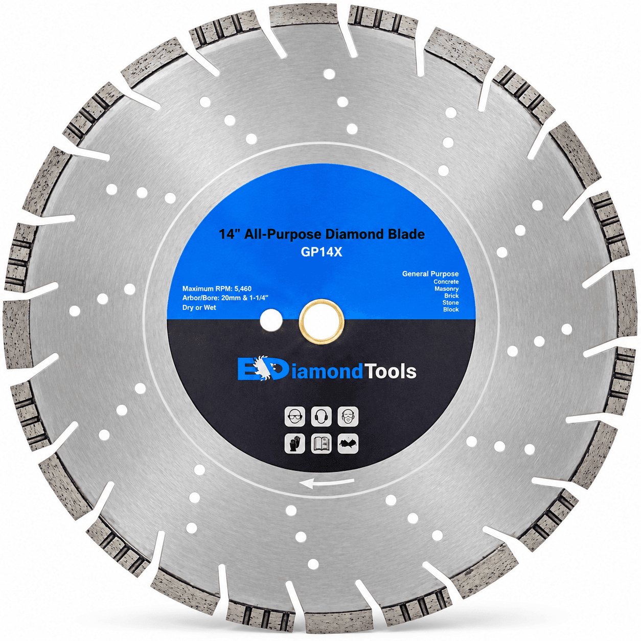 Product photo of EDiamondTools 14 in. General Purpose Segmented Diamond Saw Blade — GP14X